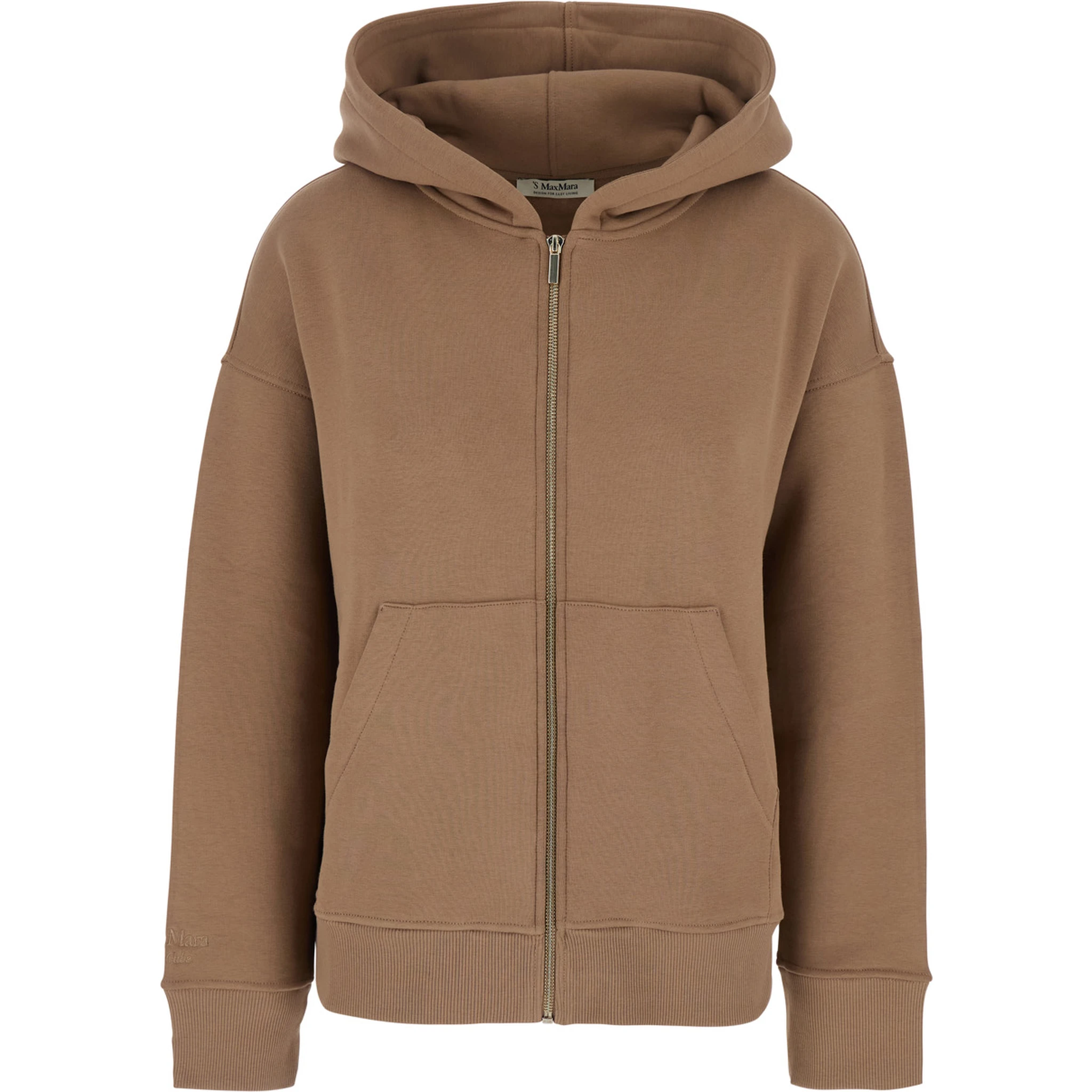 Julia Beige Sweatshirt with Fixed Hood and Dropped Shoulders in Cotton Woman