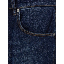 Blue Jeans with Logo Patch on the Rear and Belt Loops in Denim Man