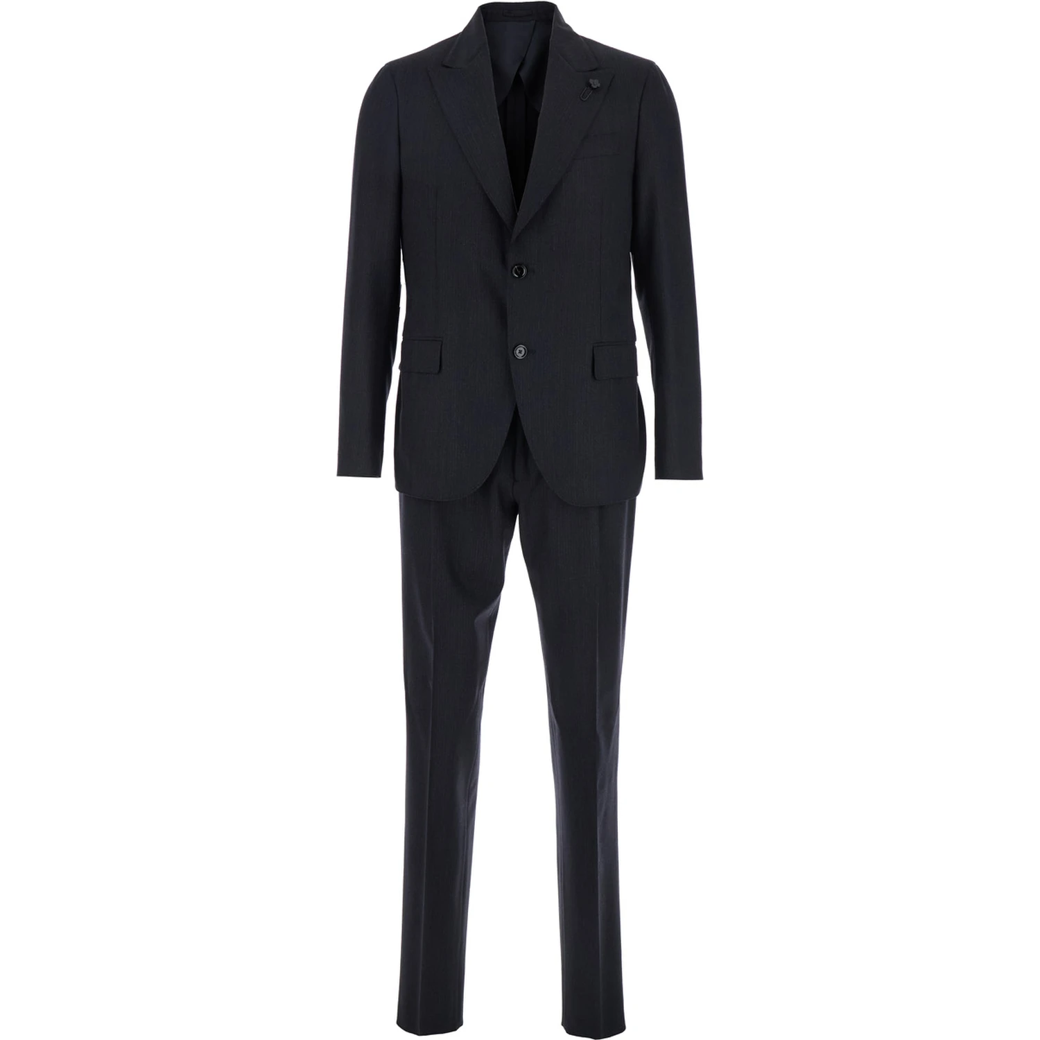 Grey Single-Breasted Suit with Classic Revers in Flanel Man