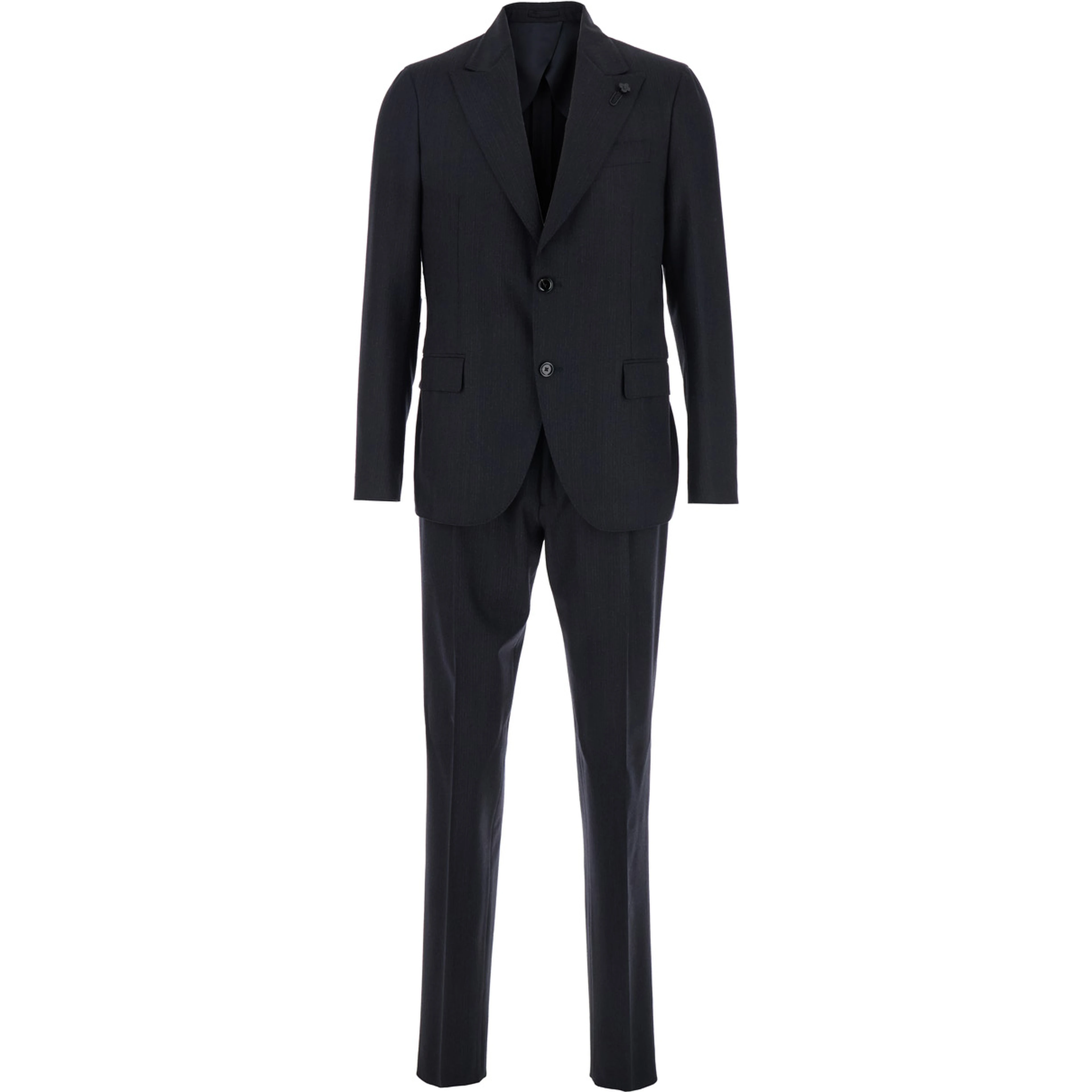 Grey Single-Breasted Suit with Classic Revers in Flanel Man