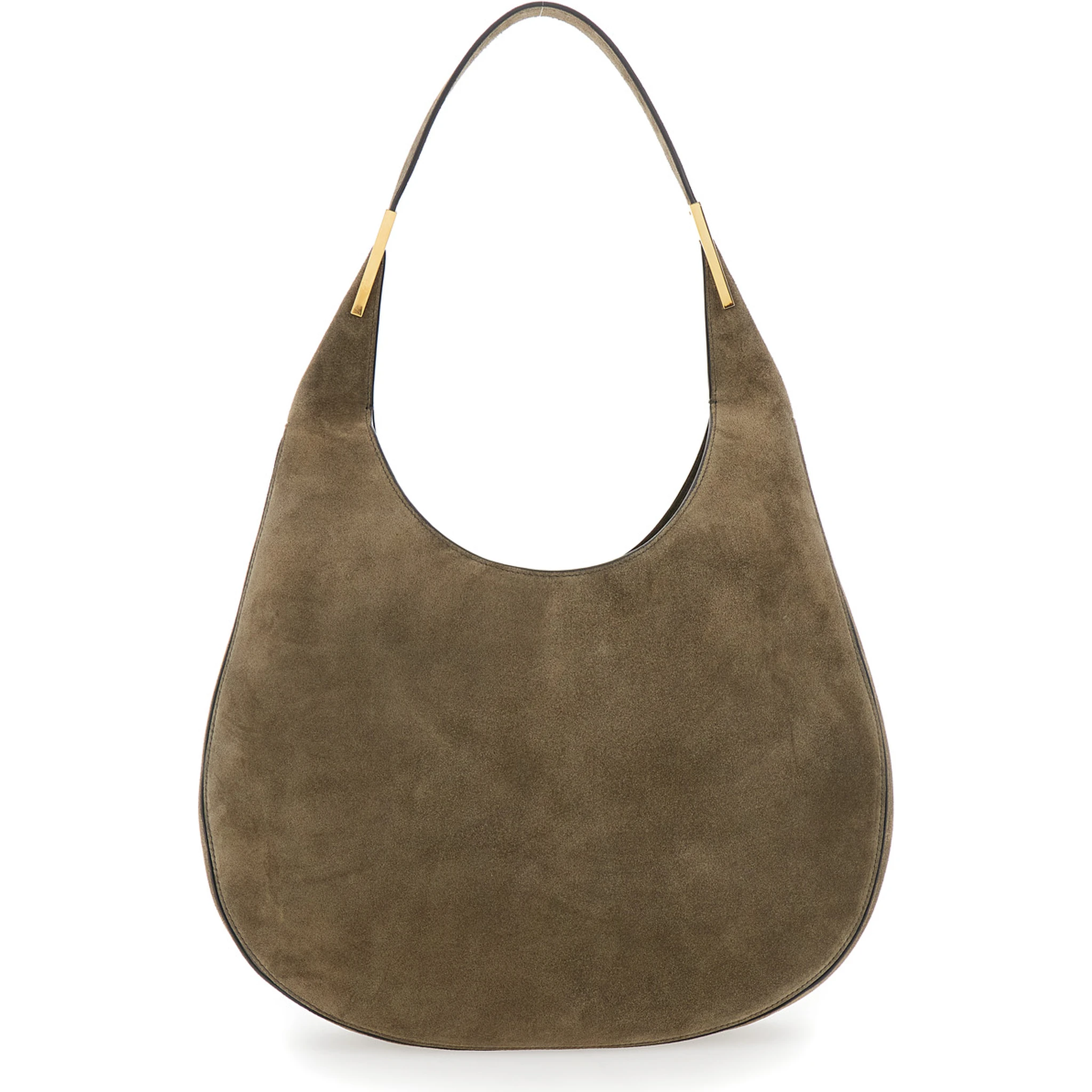 Brown Shoulder Bag with Open Top in Suede Woman