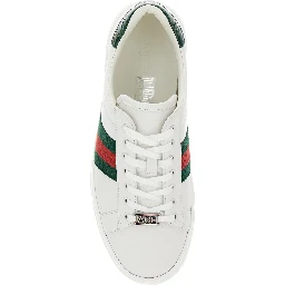 Ace White Low Top Sneakers with Web Detail in Leather Woman