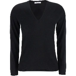 Black V-neck Sweater in Cashmere Woman