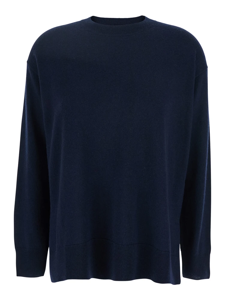Verona Blue Sweater with Dropped Shoulders in Wool Woman