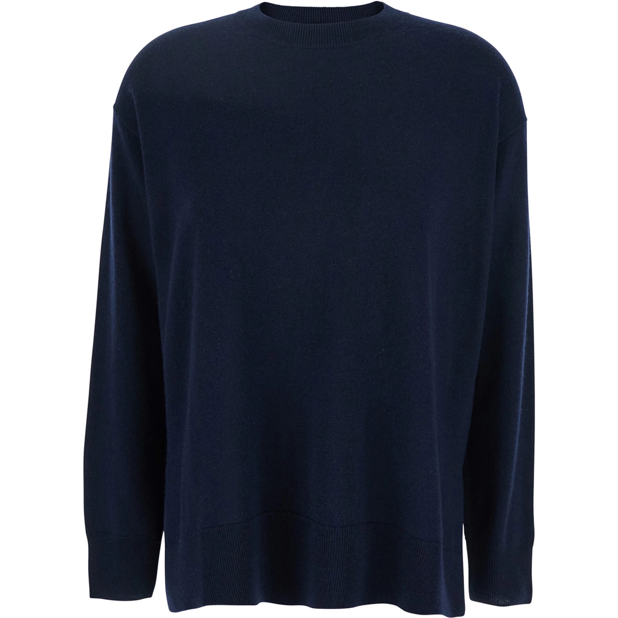 Verona Blue Sweater with Dropped Shoulders in Wool Woman