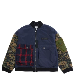 Multicolor Jacket with Sleeves with Military Motif and One Front Pocket with Check Motif in Fabric Boy