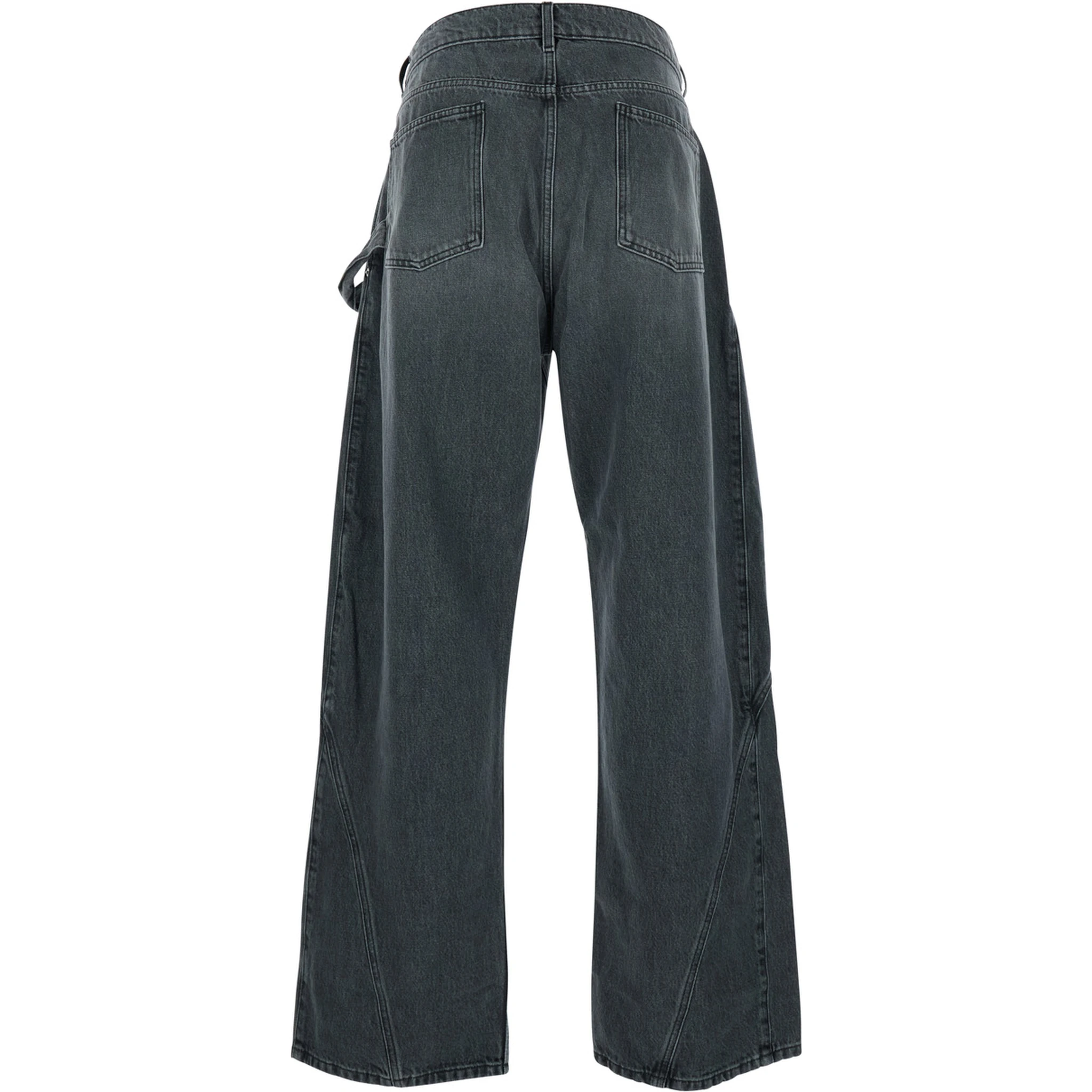 Grey Jeans with Logo Patch on the Front and Embroidered Logo on the Pocket in Cotton MAn