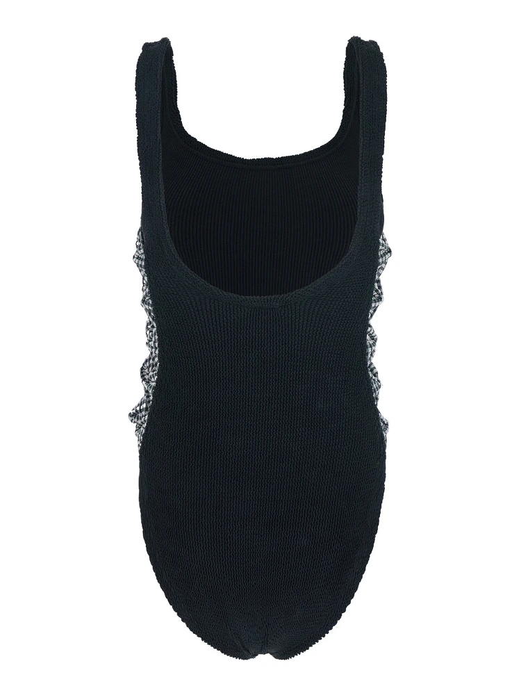 Tiffany Black Swimsuit with Square Neckline and Bow Details on the Side in Tech Fabric Stretch Woman alternative