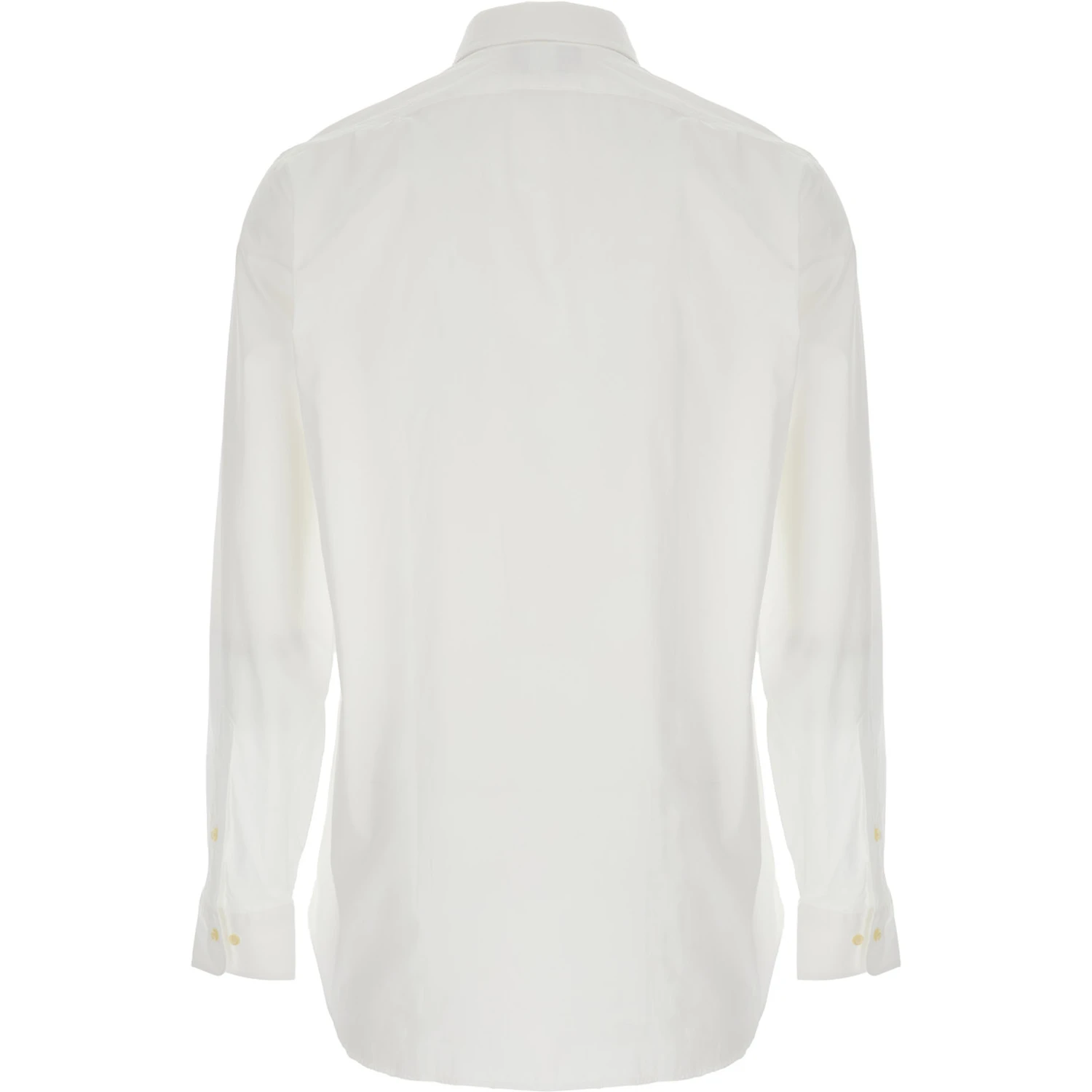 Custom Fit White Shirt with Pointed Collar and Contrasting Pony Embroidery on the Side in Cotton Man