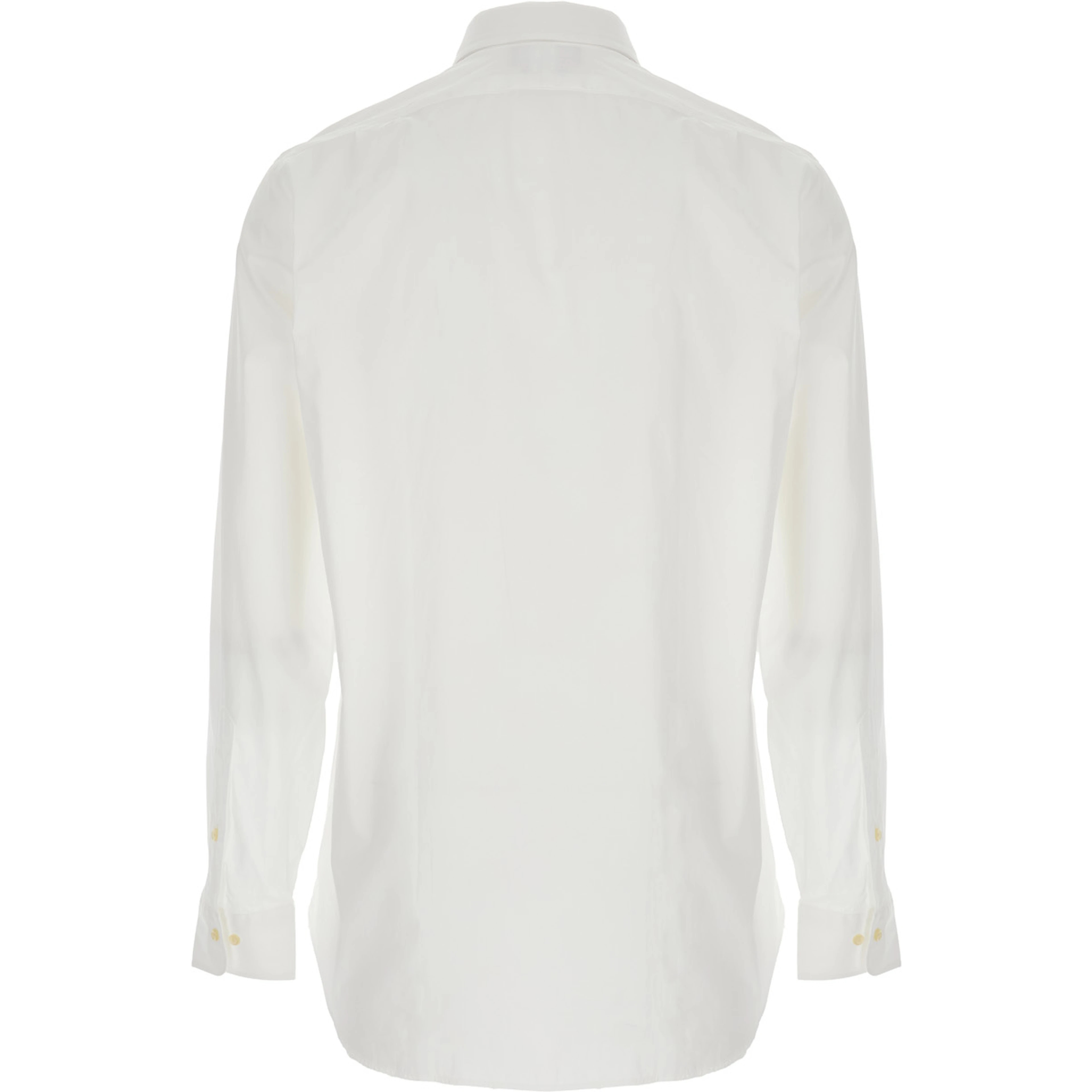 Custom Fit White Shirt with Pointed Collar and Contrasting Pony Embroidery on the Side in Cotton Man