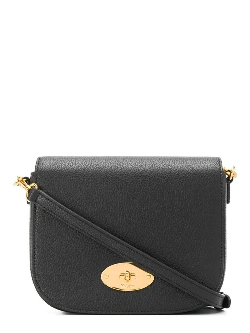 Darley Black Crossbody Bag with Adjustable and Removable Shoulder Strap and Turn-Lock Closure in Grained Leather Woman