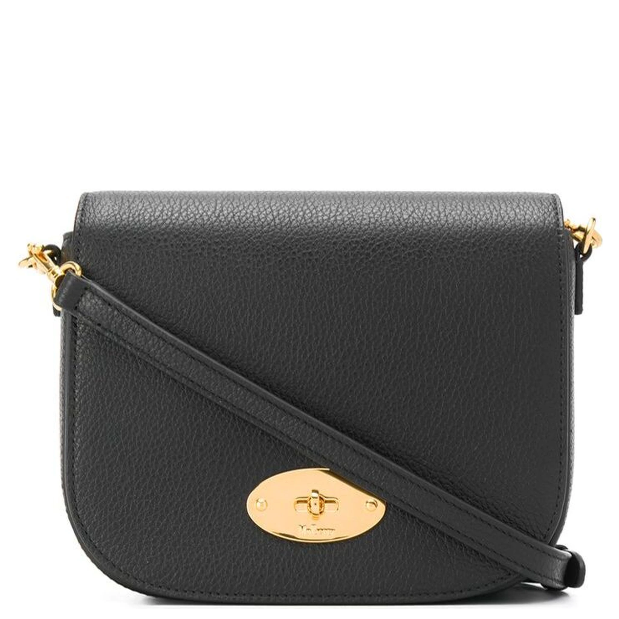 Darley Black Crossbody Bag with Adjustable and Removable Shoulder Strap and Turn-Lock Closure in Grained Leather Woman