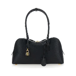 Ryder Black Handbag with Two Top Handles and Front Padlock Detail with Logo in Ecoleather Woman