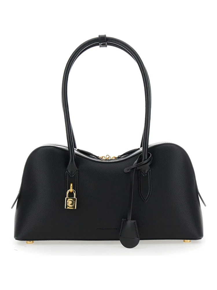 Ryder Black Handbag with Two Top Handles and Front Padlock Detail with Logo in Ecoleather Woman