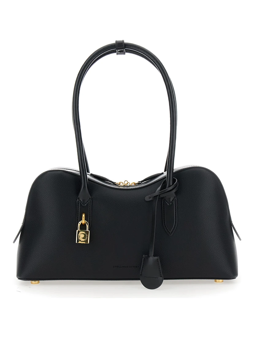 Ryder Black Handbag with Two Top Handles and Front Padlock Detail with Logo in Ecoleather Woman