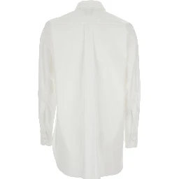 White Shirt with Classic Collar in Cotton Blend Stretch Woman