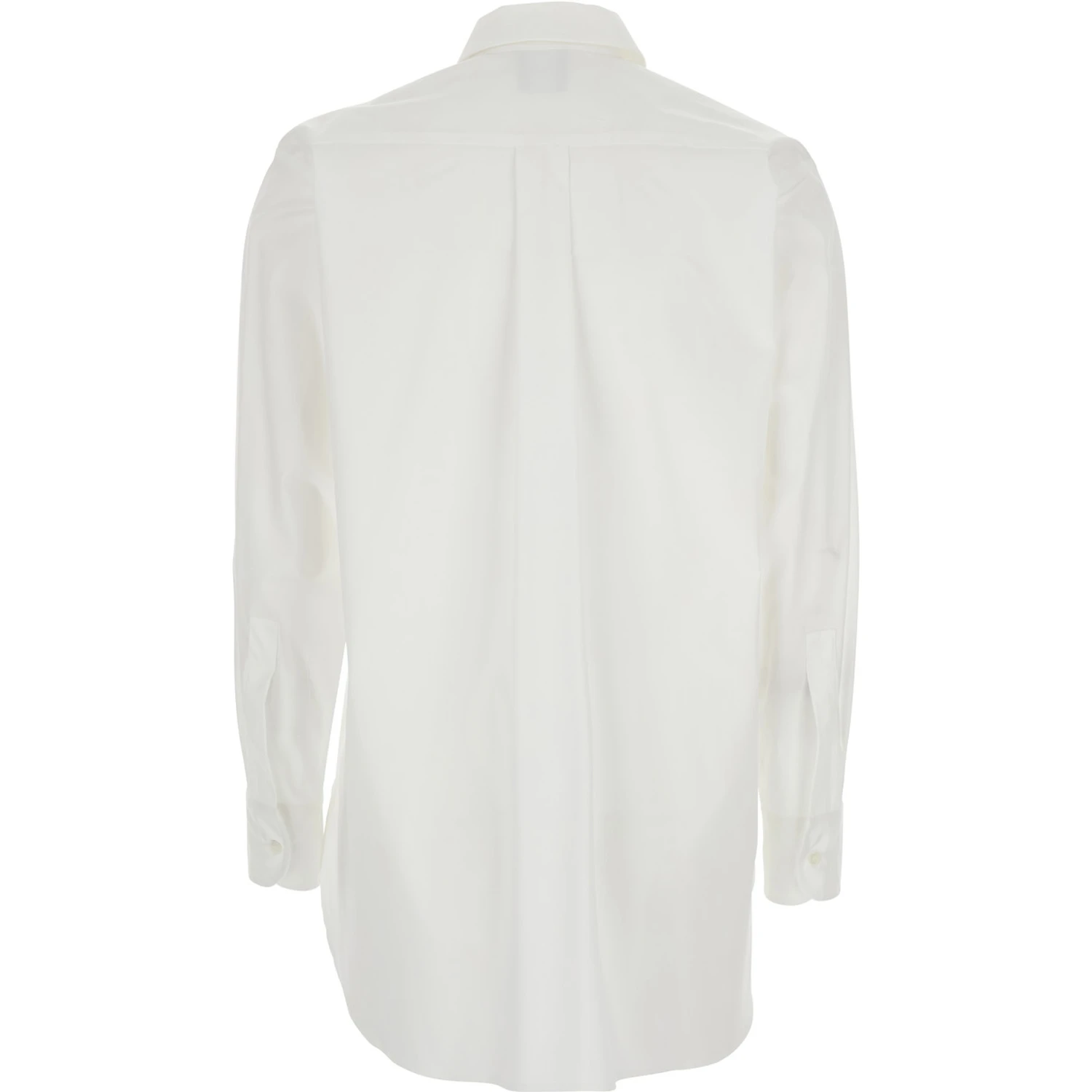 White Shirt with Classic Collar in Cotton Blend Stretch Woman