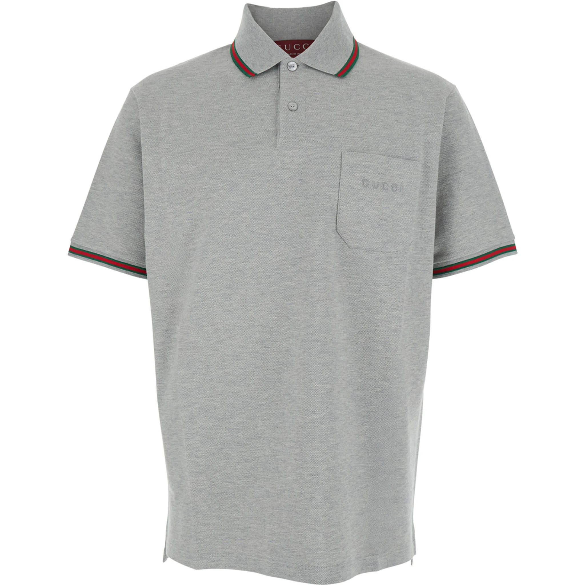 Grey Polo Shirt with Web Details and Logo Lettering on the Front in Wool Blend Man
