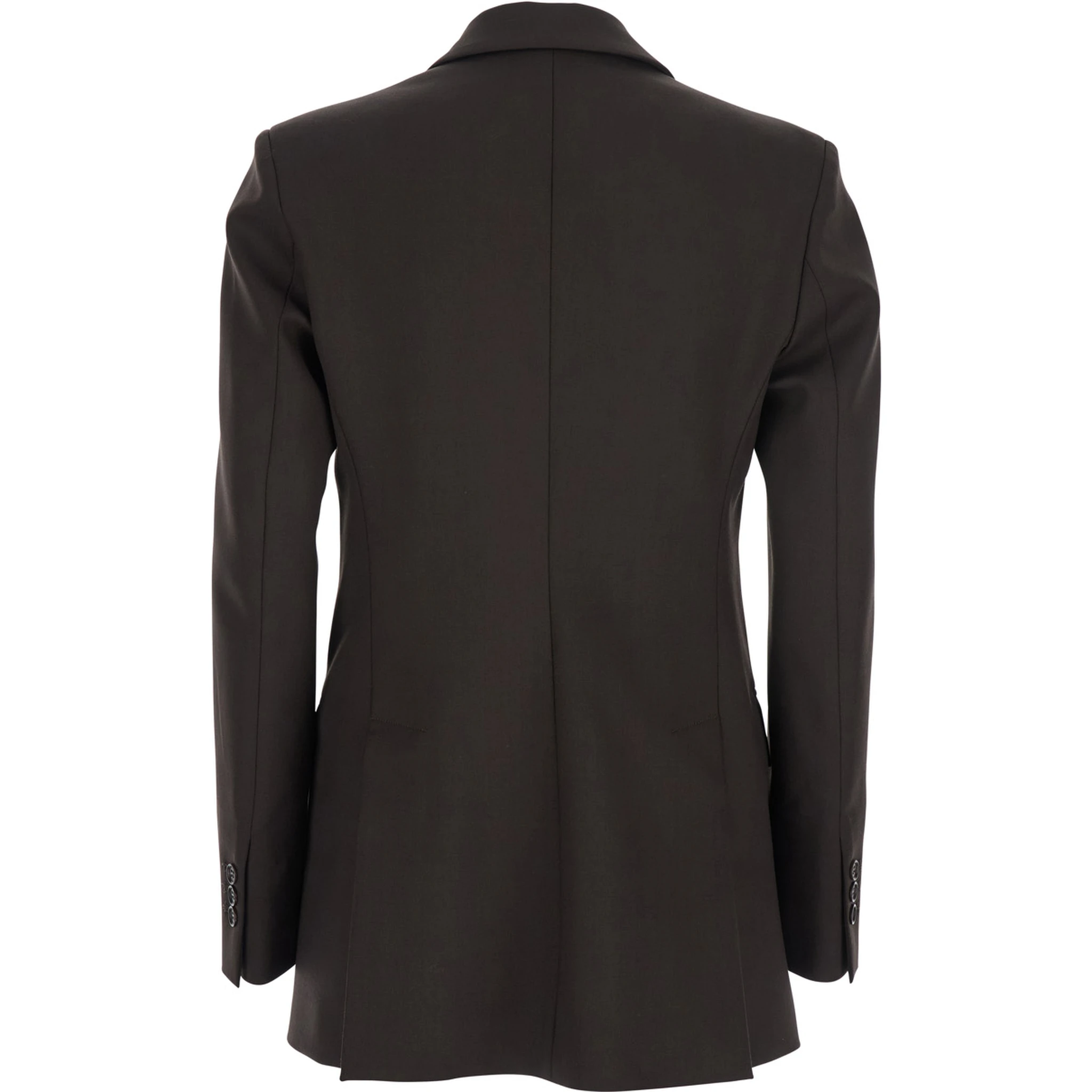 Brown Double-Breasted Jacket with Notched Revers in Wool Blend Woman