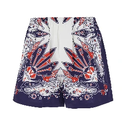 شورت أزرق بنقشة باندانا غوتشي من القطن الرجالي