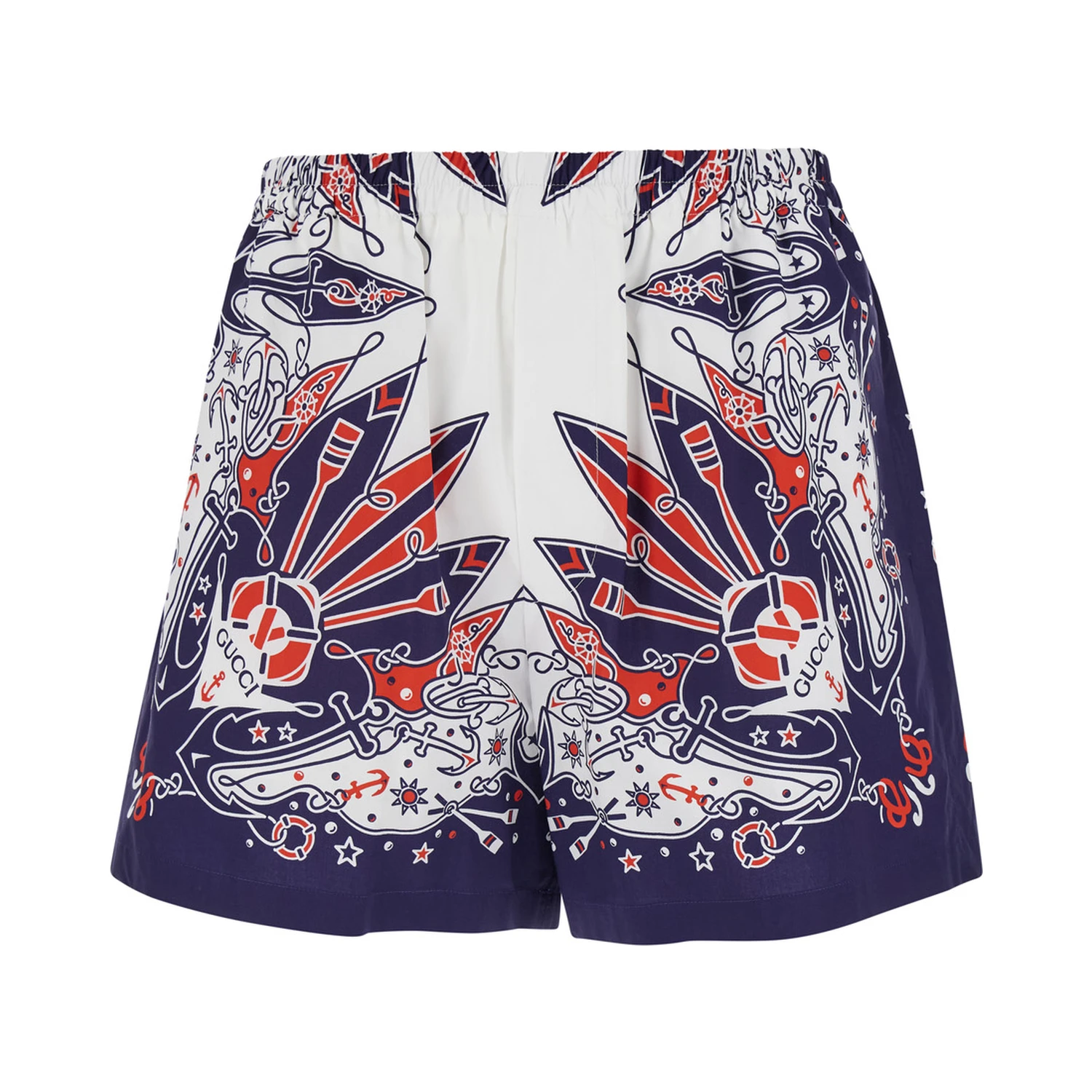 Blue Shorts with Gucci Bandana Print in Cotton Man