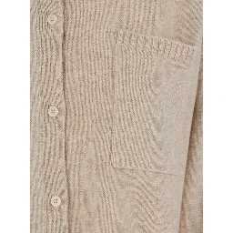 Bull Beige Cardigan with Classic Collar and One Front Patch Pocket in Cashmere Woman