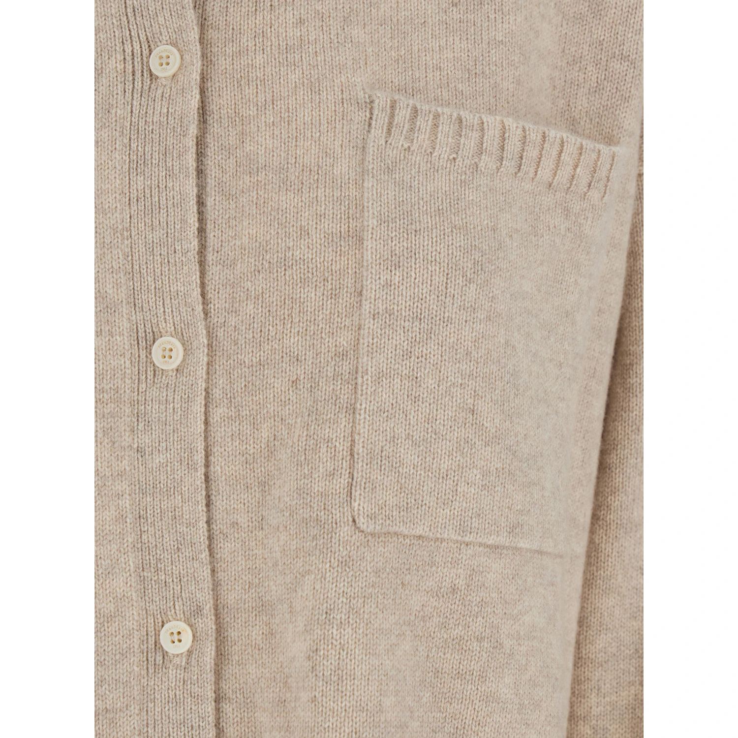 Bull Beige Cardigan with Classic Collar and One Front Patch Pocket in Cashmere Woman