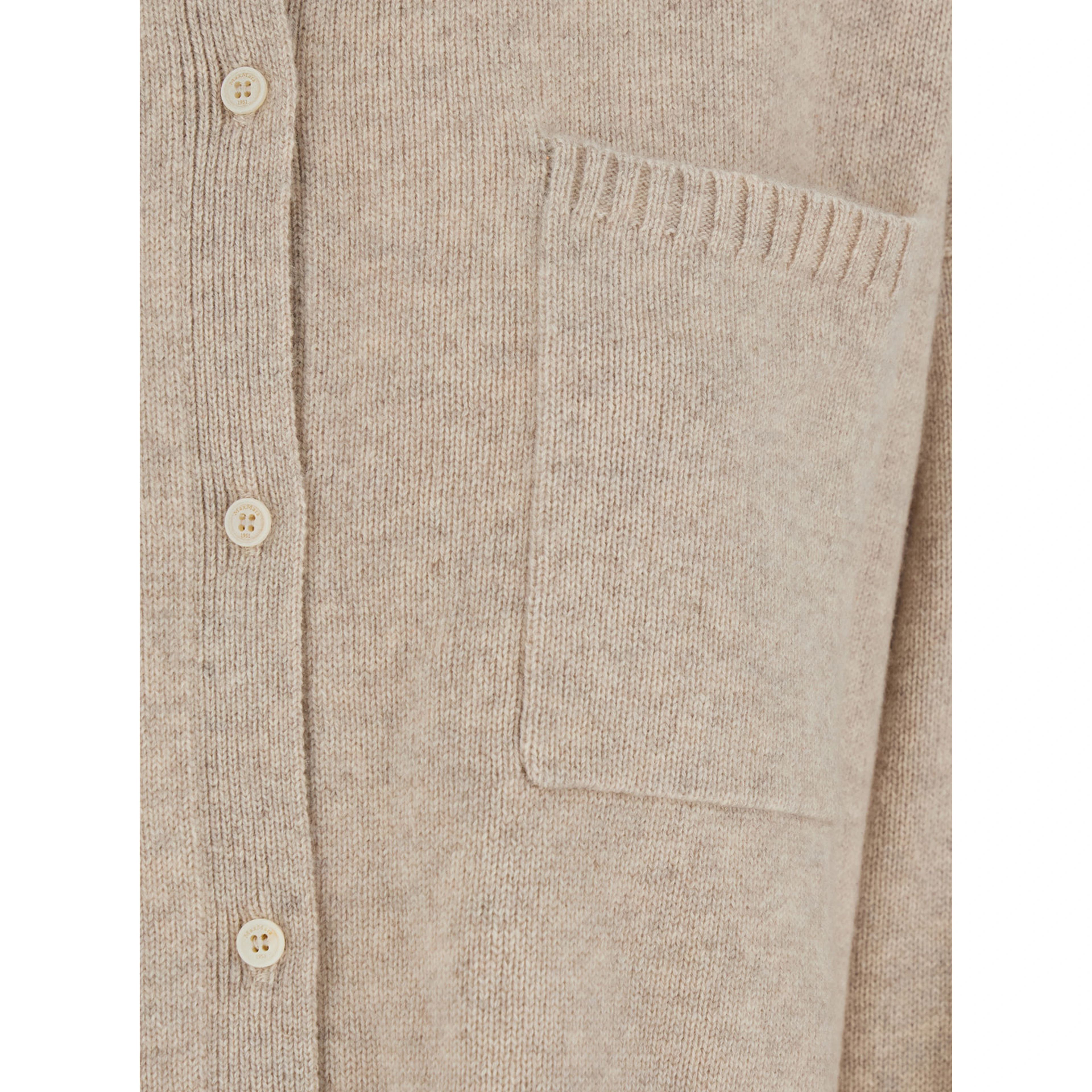 Bull Beige Cardigan with Classic Collar and One Front Patch Pocket in Cashmere Woman