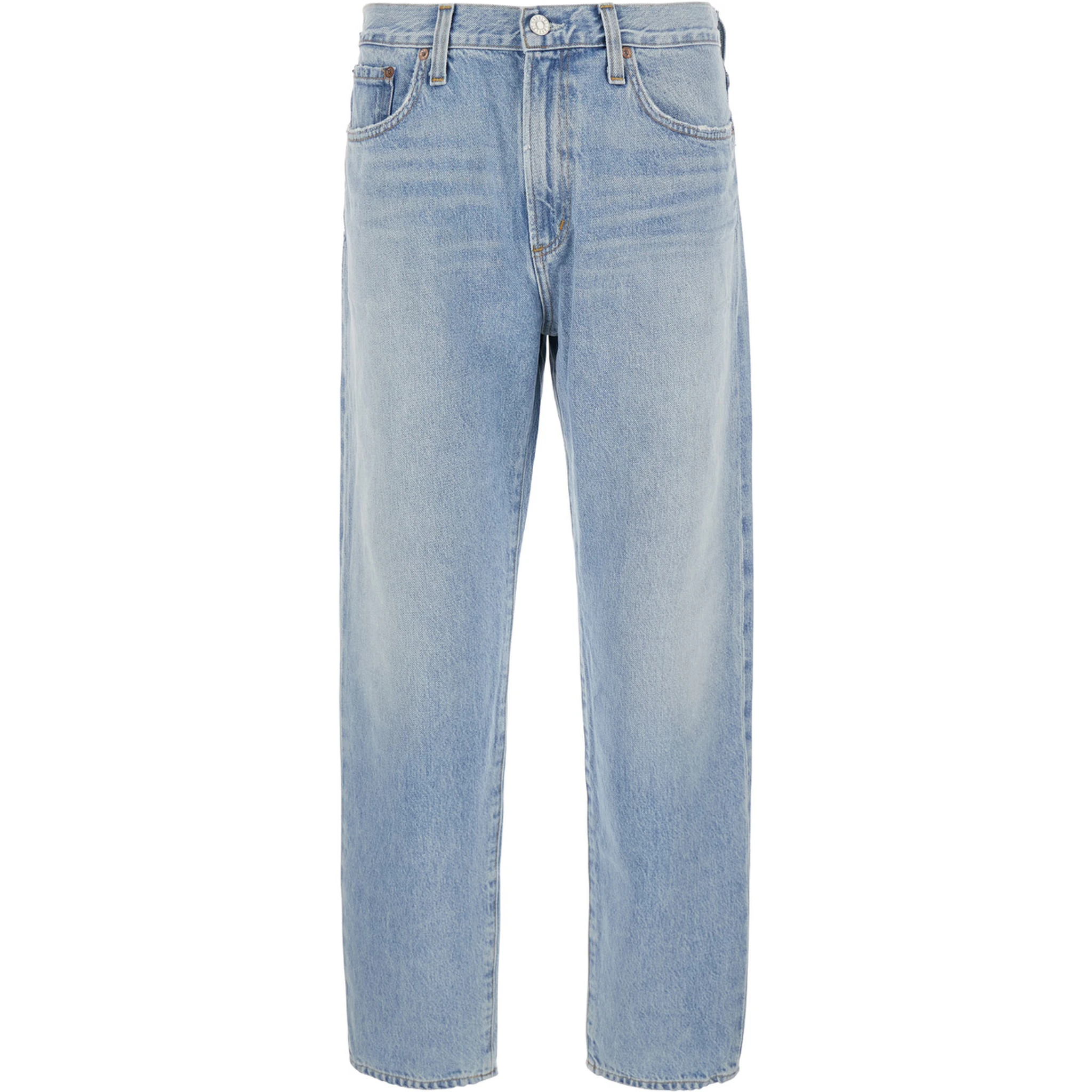 Light Blue Five-Pocket Jeans in Denim Man