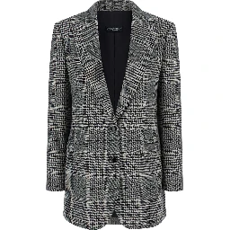 Grey Single-Breasted Jacket with Peak Revers in Wool and Cashmere Woman