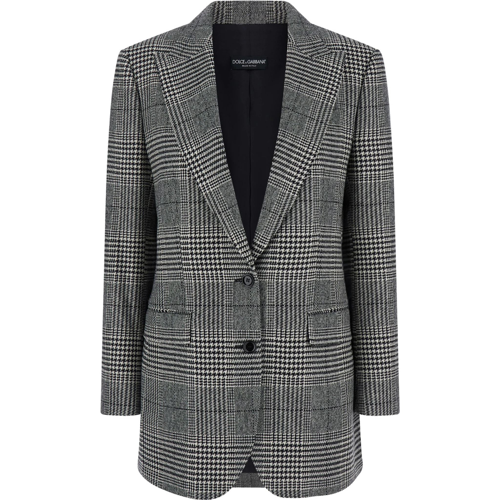 Grey Single-Breasted Jacket with Peak Revers in Wool and Cashmere Woman