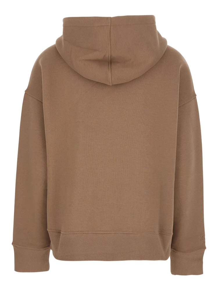 Julia Beige Sweatshirt with Fixed Hood and Dropped Shoulders in Cotton Woman alternative