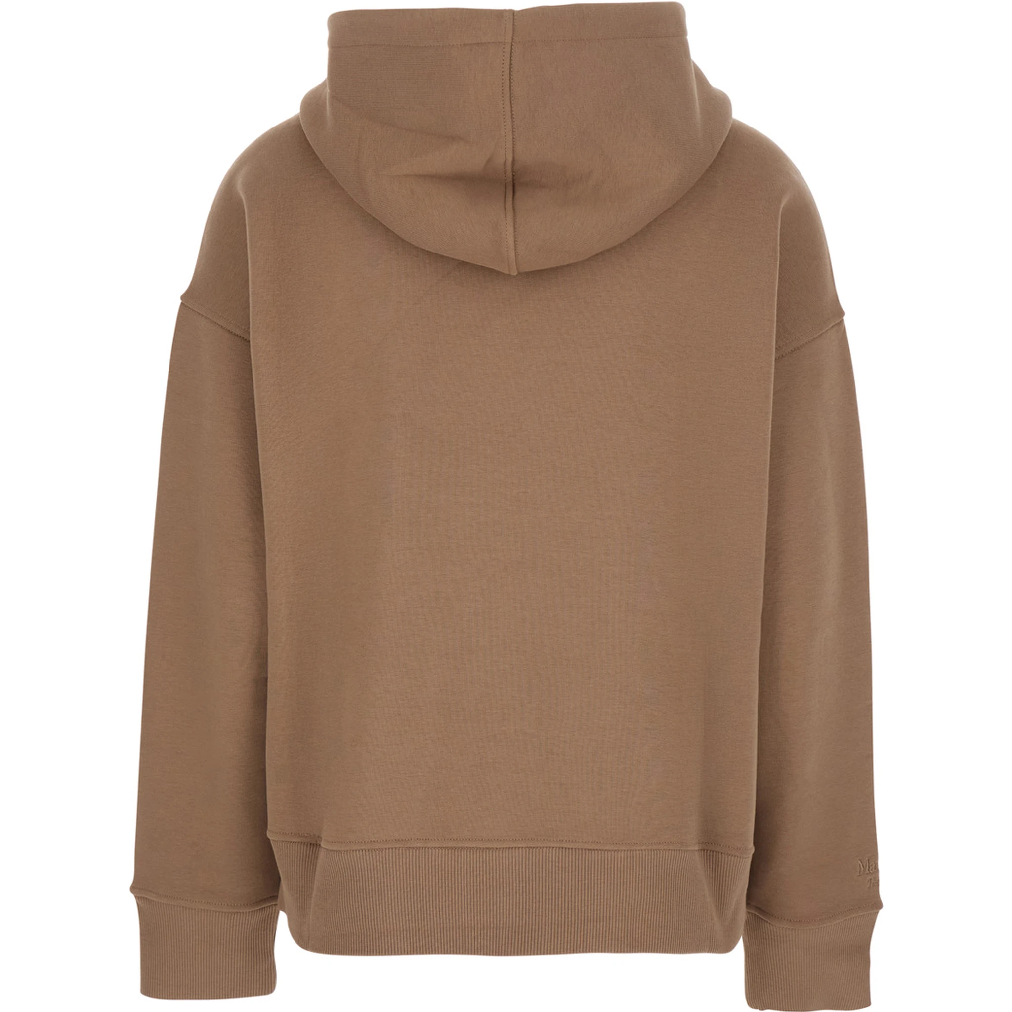 Julia Beige Sweatshirt with Fixed Hood and Dropped Shoulders in Cotton Woman