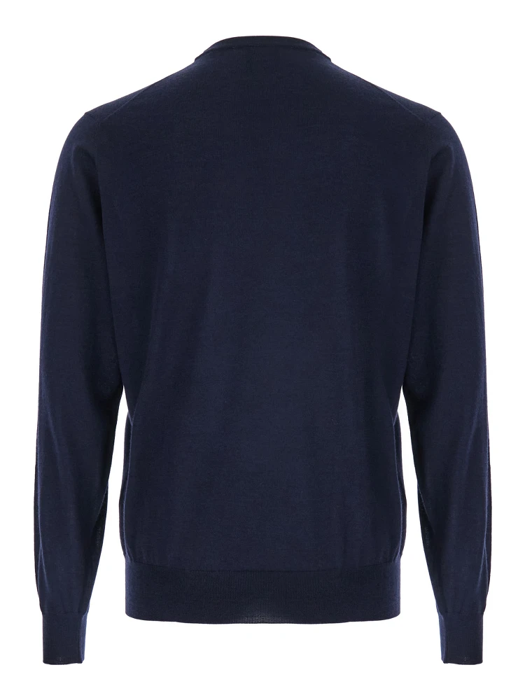 Blue Crewneck Sweater in Wool and Cashmere Man