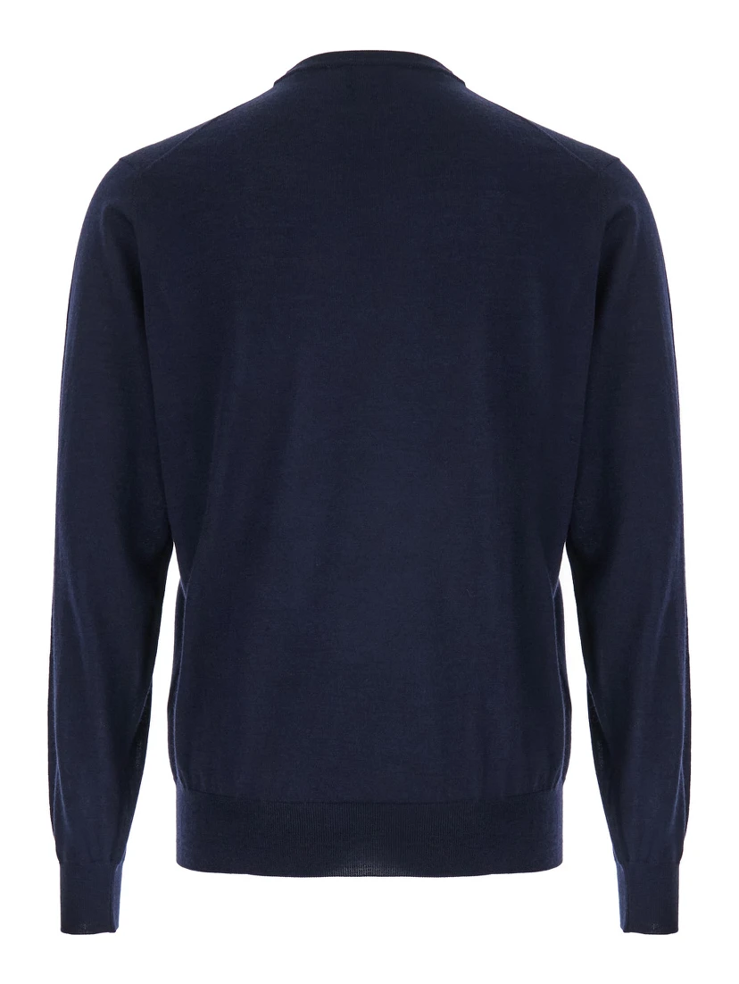 Blue Crewneck Sweater in Wool and Cashmere Man