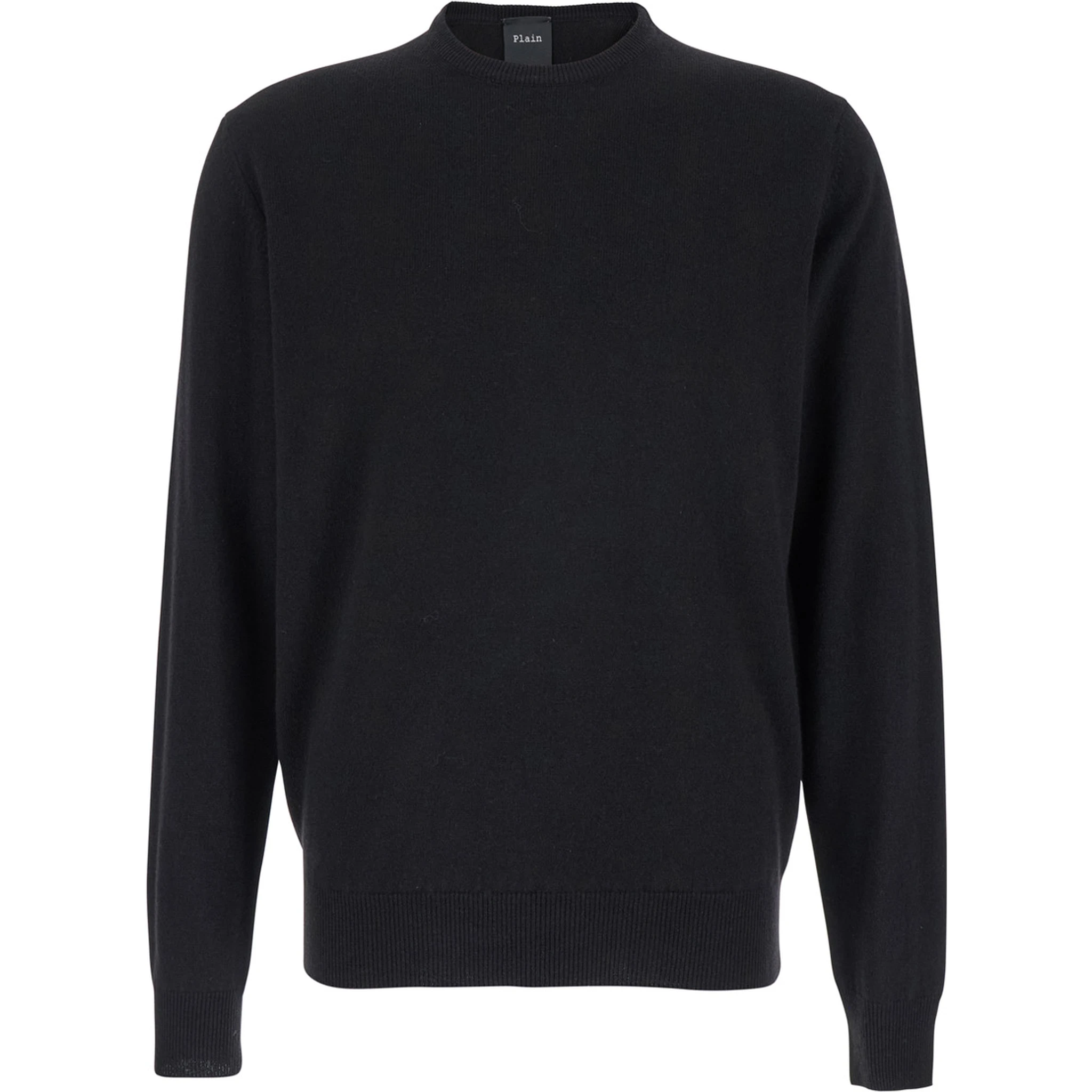 Black Crewneck Sweater in Merino Wool and Silk Blend Man