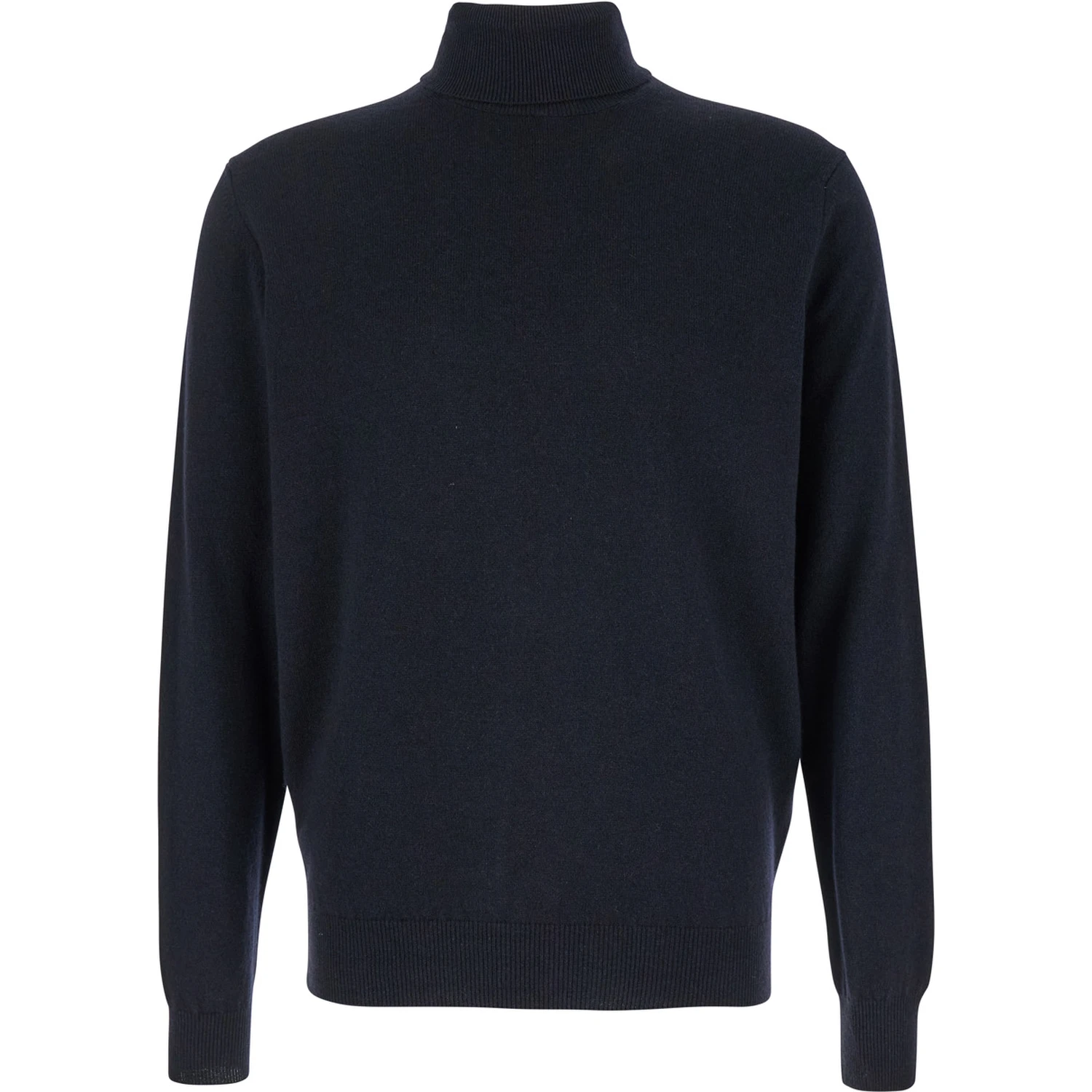 Dark Blue Turtleneck Sweater in Merino Wool and Silk Blend Man