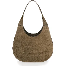 Brown Shoulder Bag with Open Top in Suede Woman