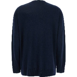 Verona Blue Sweater with Dropped Shoulders in Wool Woman