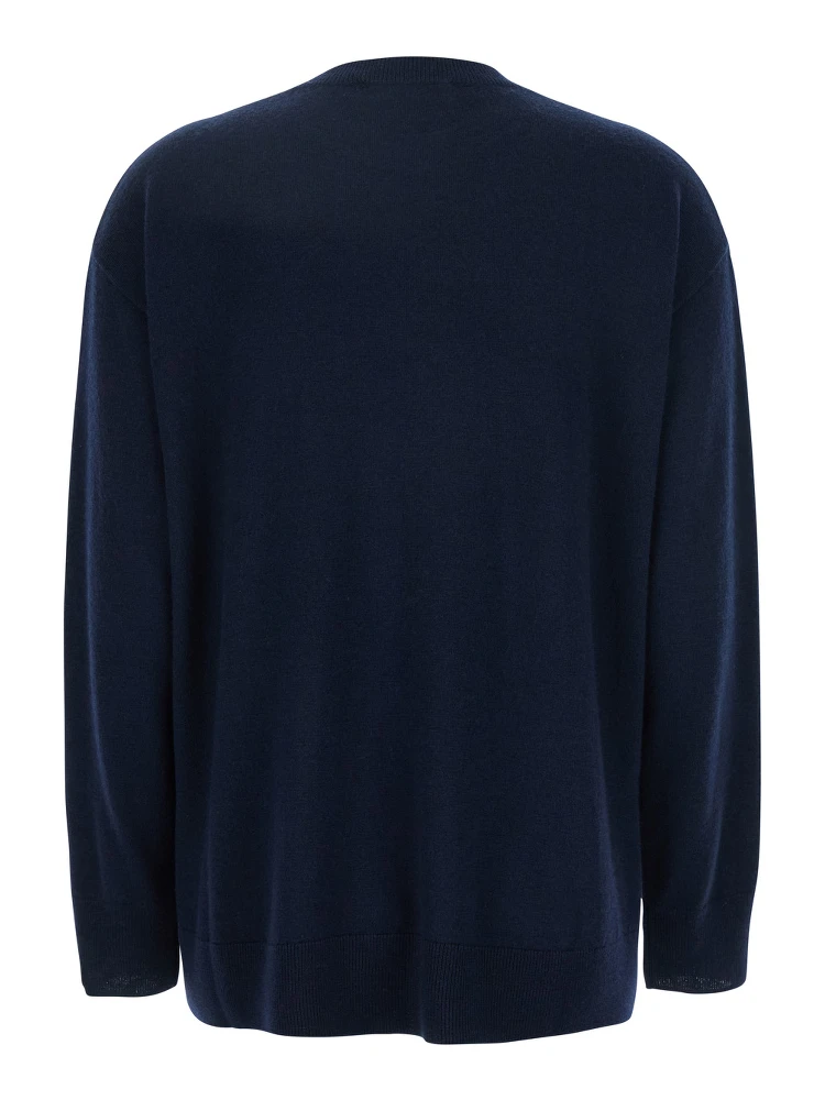 Verona Blue Sweater with Dropped Shoulders in Wool Woman alternative