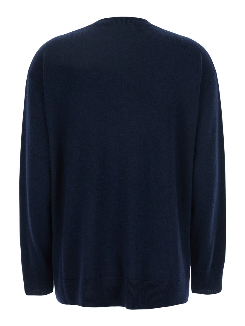 Verona Blue Sweater with Dropped Shoulders in Wool Woman