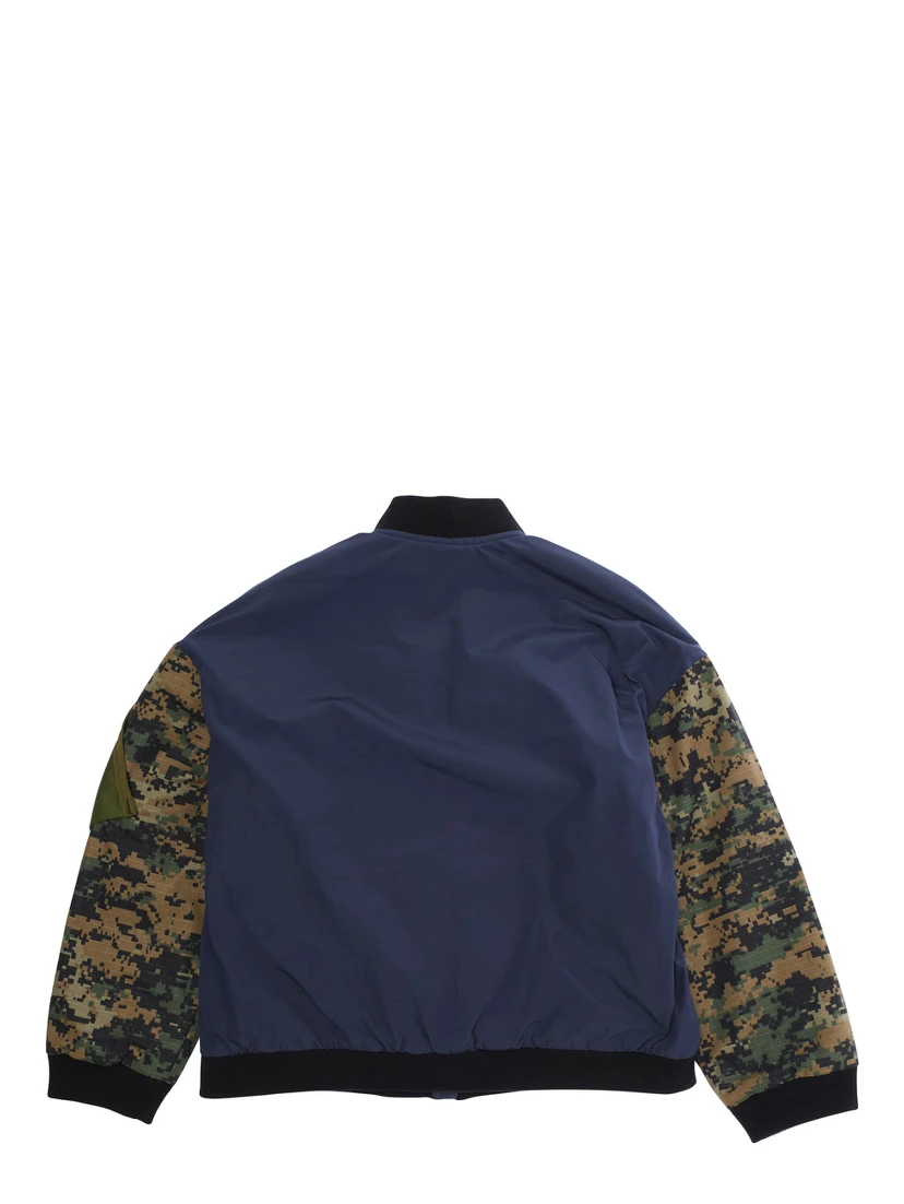 Multicolor Jacket with Sleeves with Military Motif and One Front Pocket with Check Motif in Fabric Boy