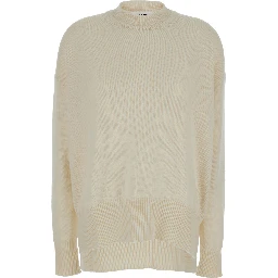 Beige Ribbed Pullover in Cashmere Woman