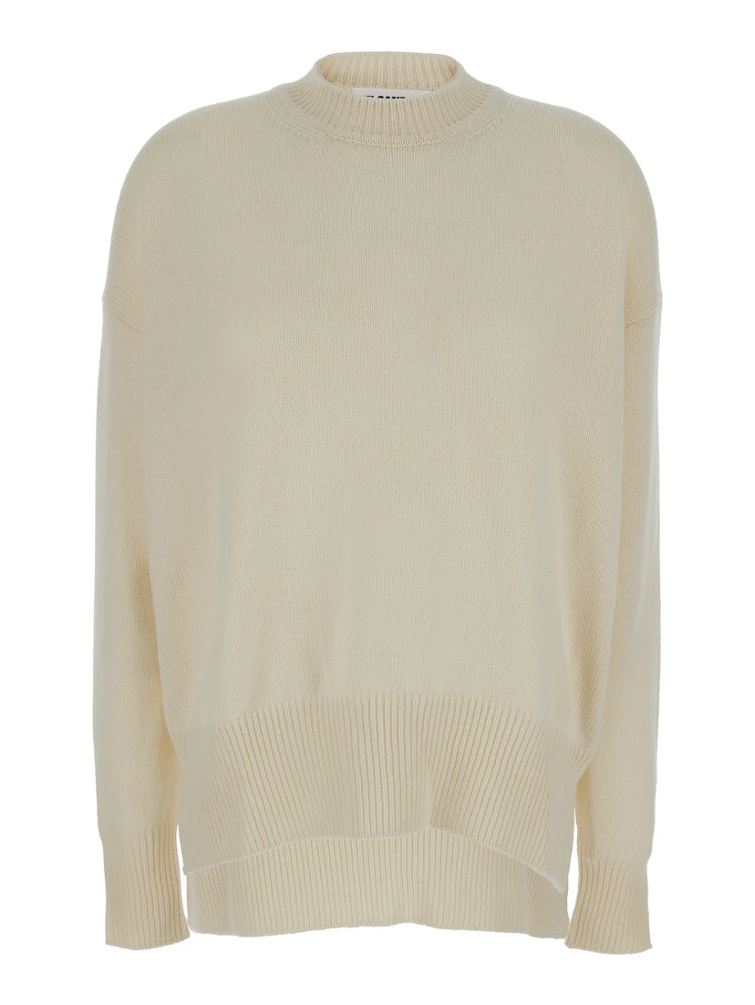 Beige Ribbed Pullover in Cashmere Woman