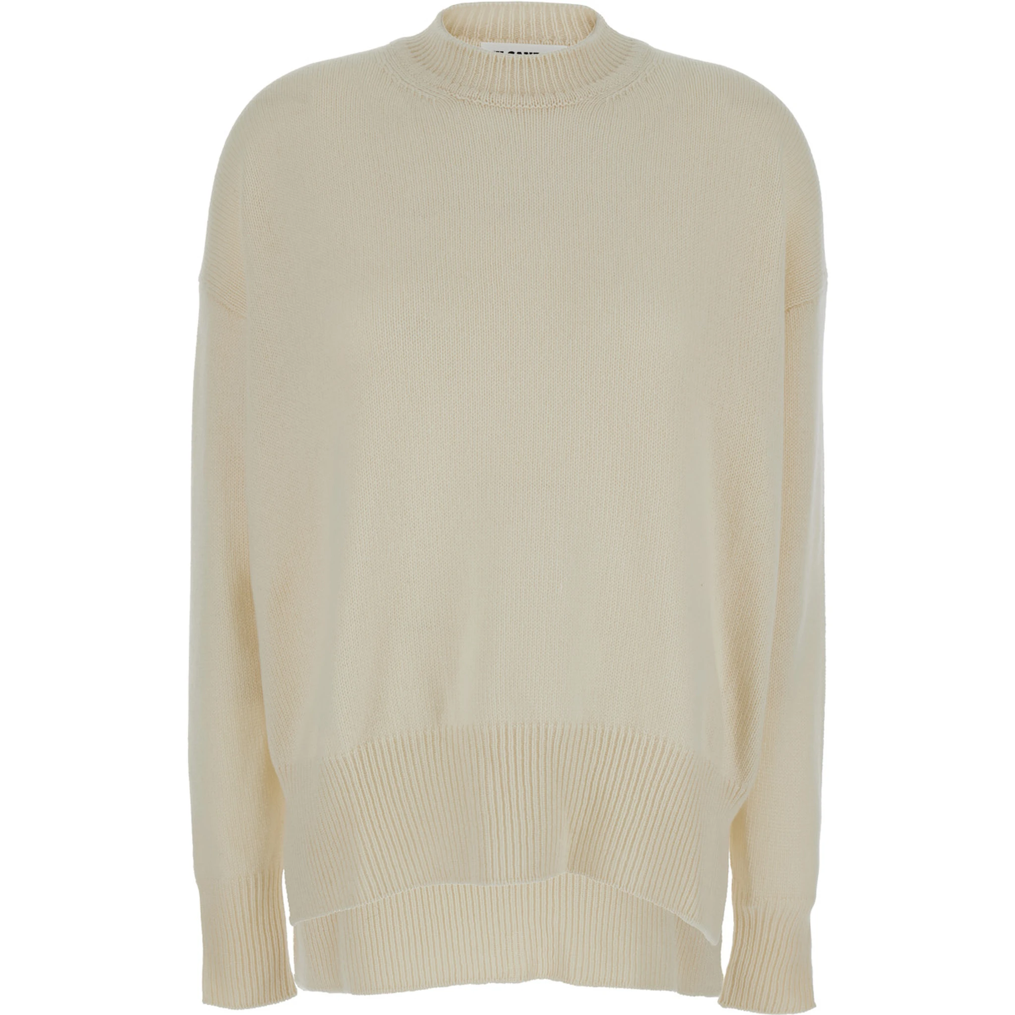 Beige Ribbed Pullover in Cashmere Woman