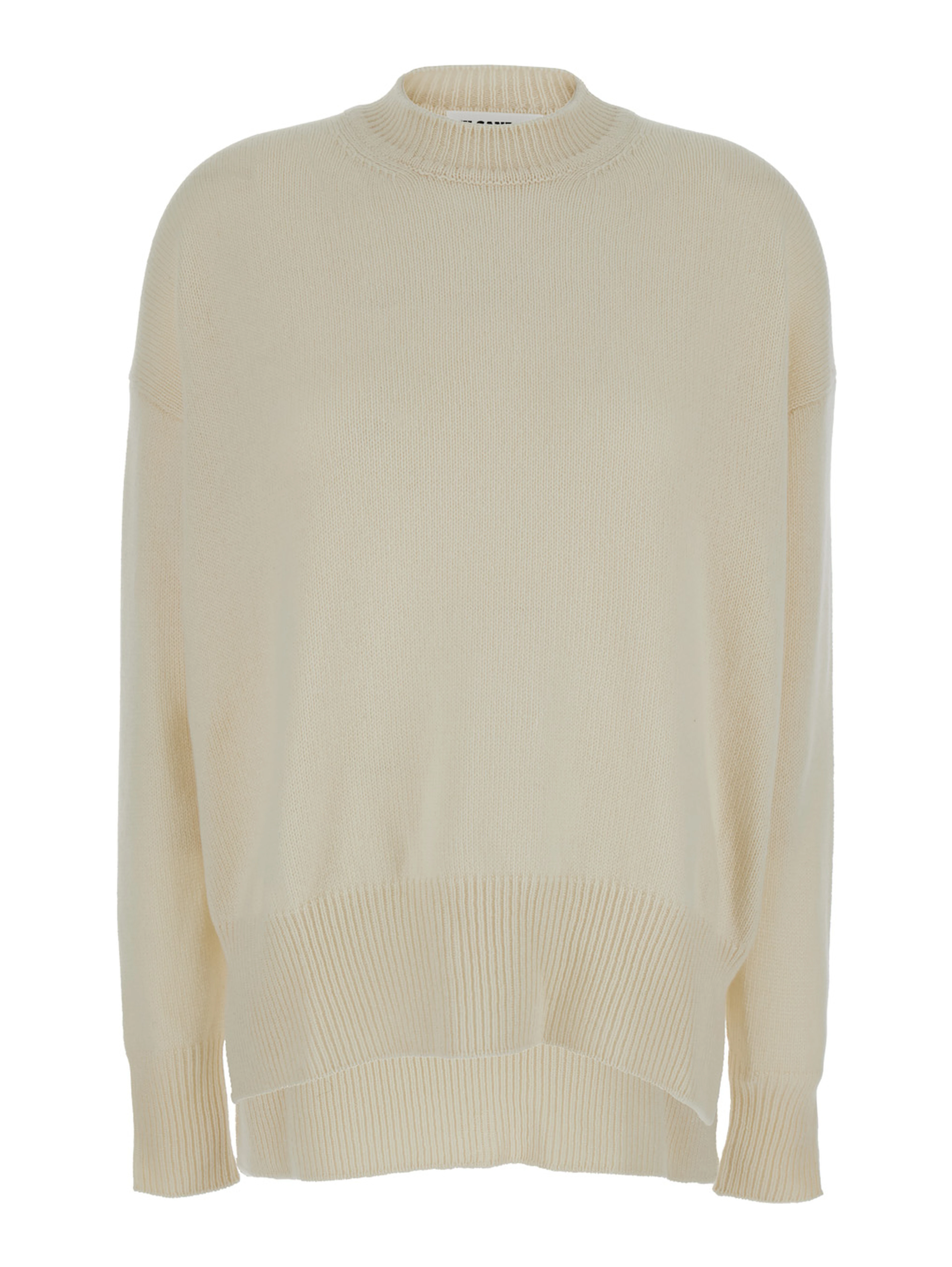 Beige Ribbed Pullover in Cashmere Woman