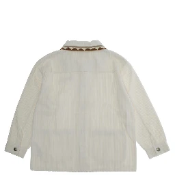 Dora White Jacket with Classic Collar and Two Front Patch Pockets in Corduroy Girl