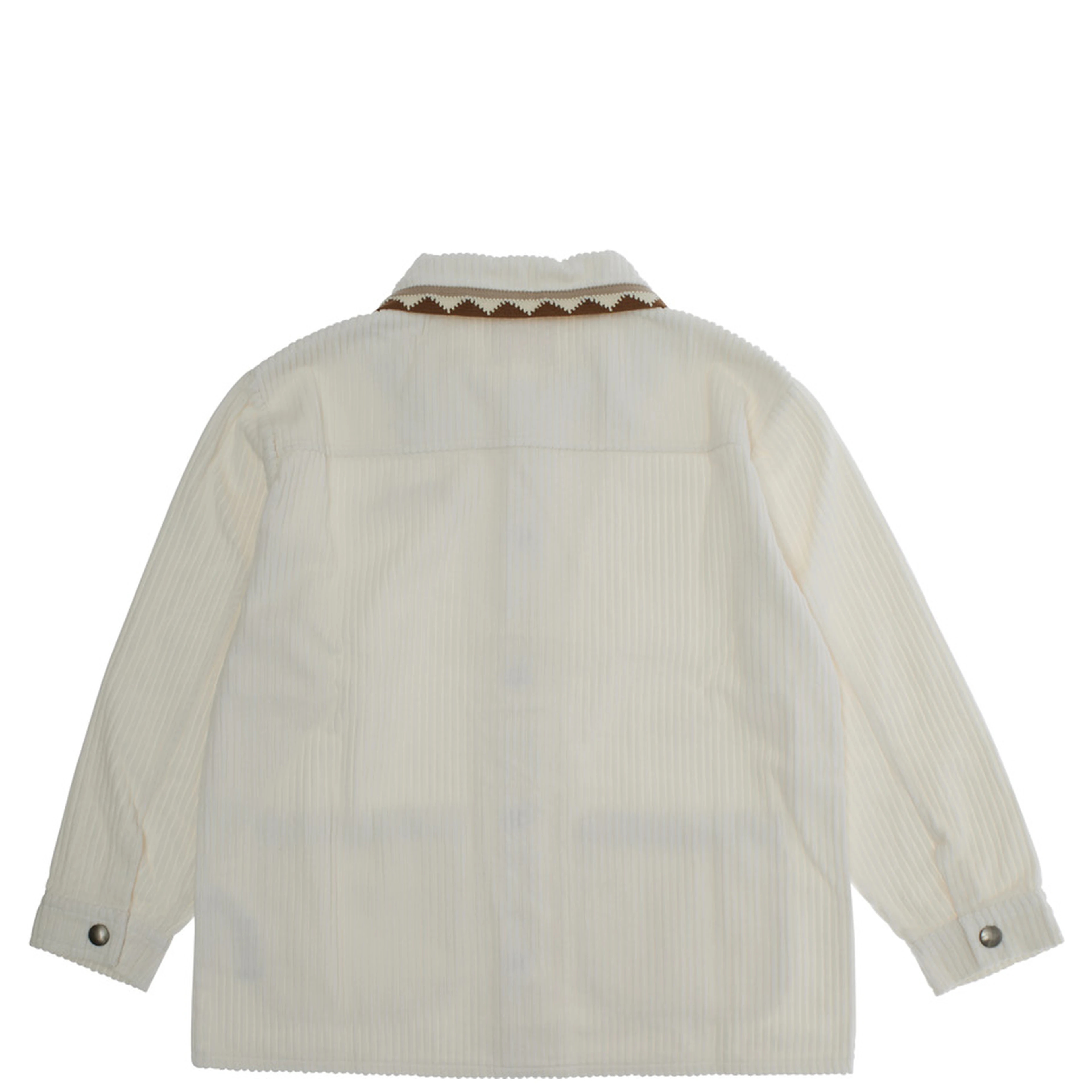 Dora White Jacket with Classic Collar and Two Front Patch Pockets in Corduroy Girl
