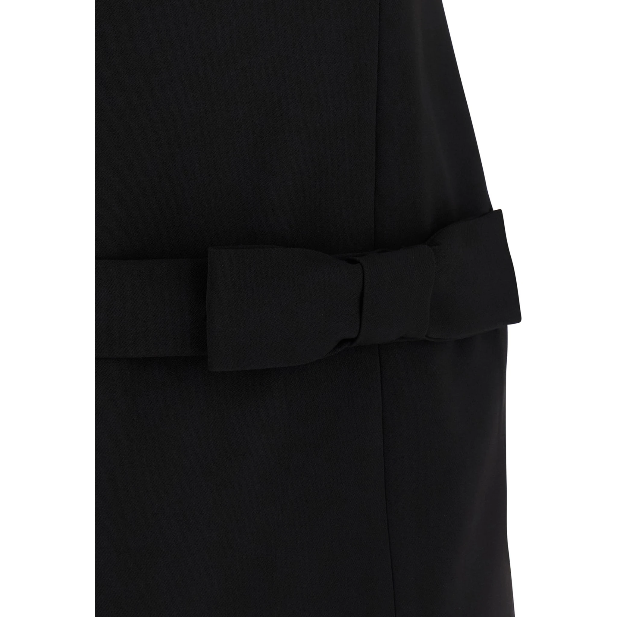 Black Crewneck Mini Dress with Bow Detail on the Front and Logo Plaque on the Rear in Tech Fabric Stretch Woman