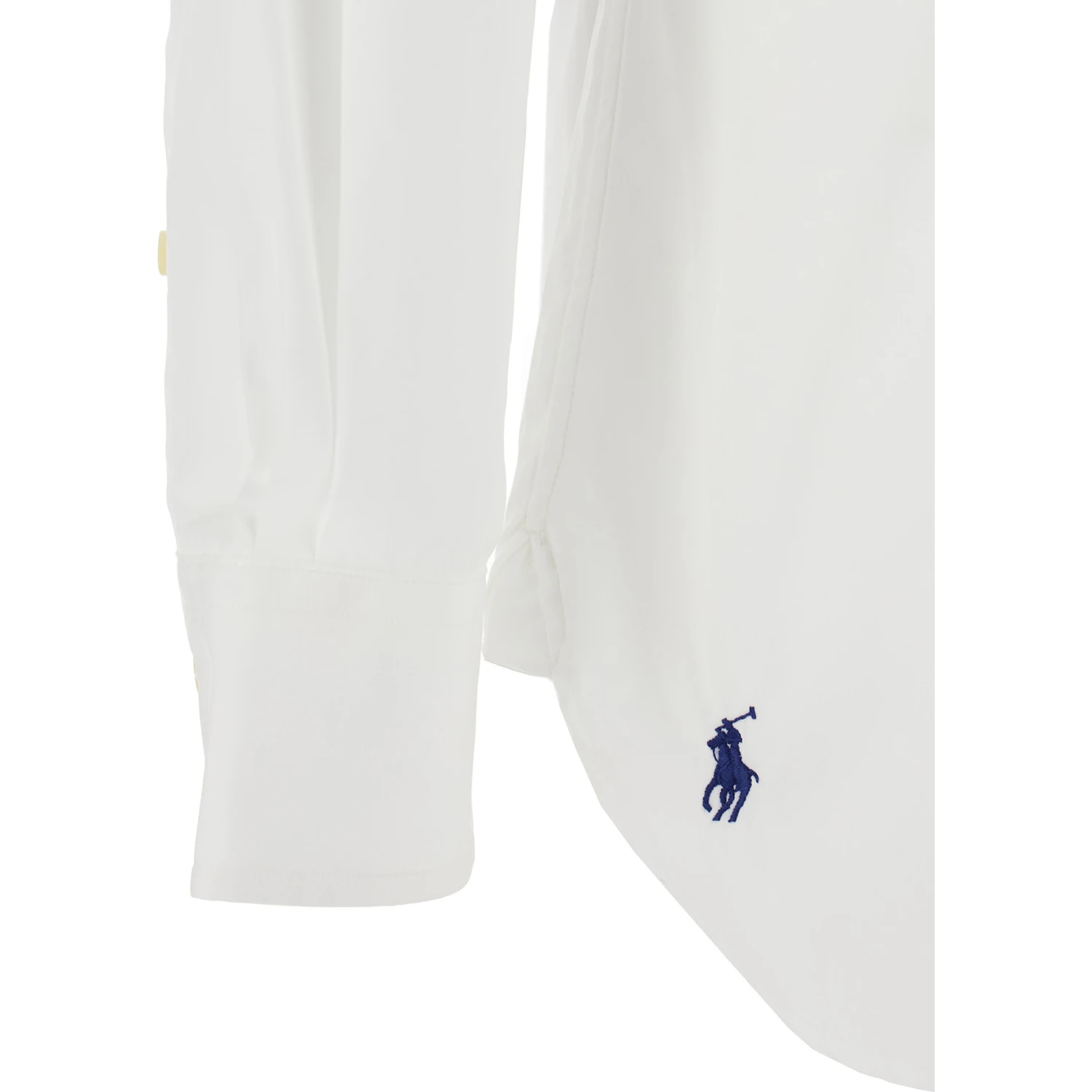 Custom Fit White Shirt with Pointed Collar and Contrasting Pony Embroidery on the Side in Cotton Man